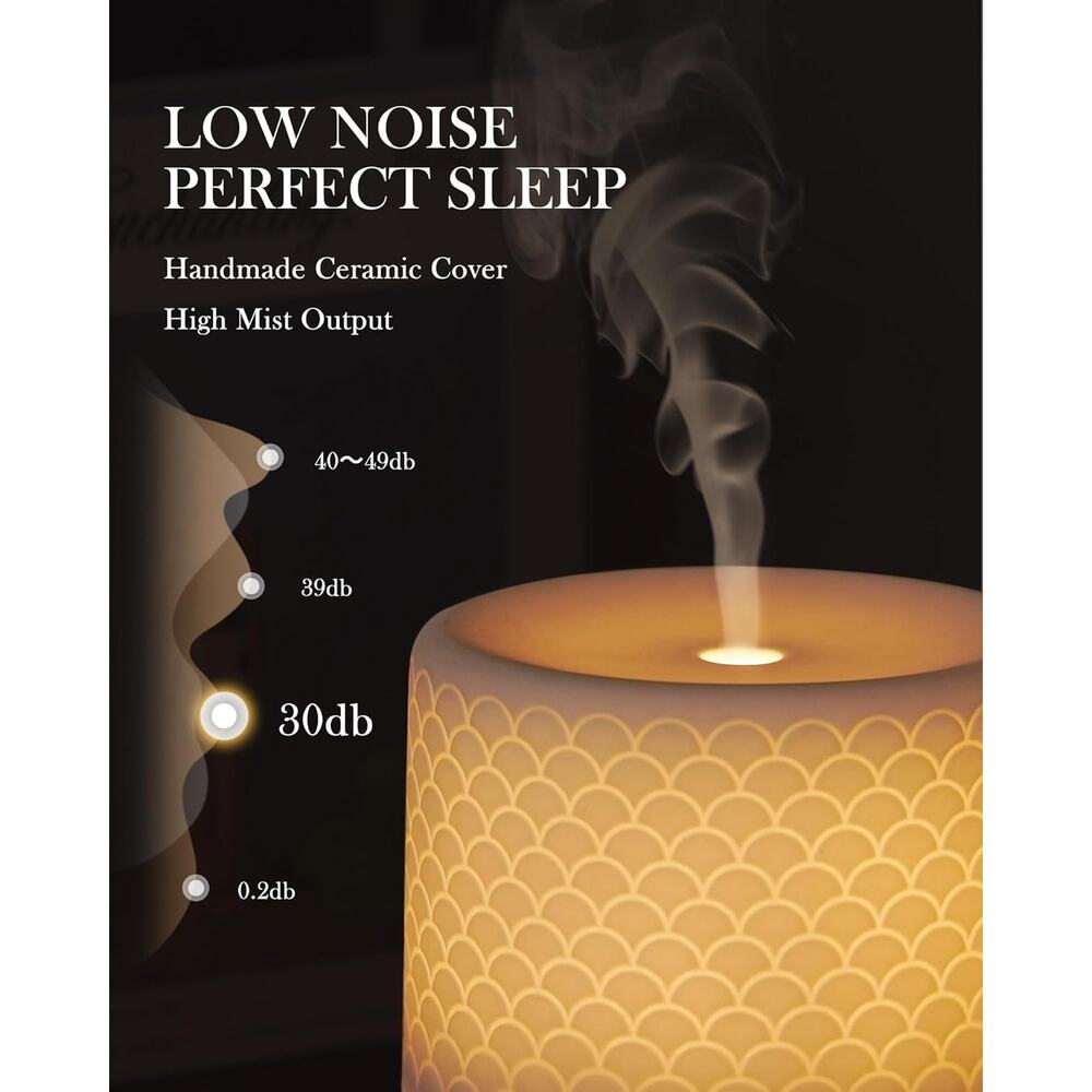 Essential Oil Diffuser -280ml Ceramic Diffuser, 2.4MHz Cool Mist Humidifier - Picture 2 of 5